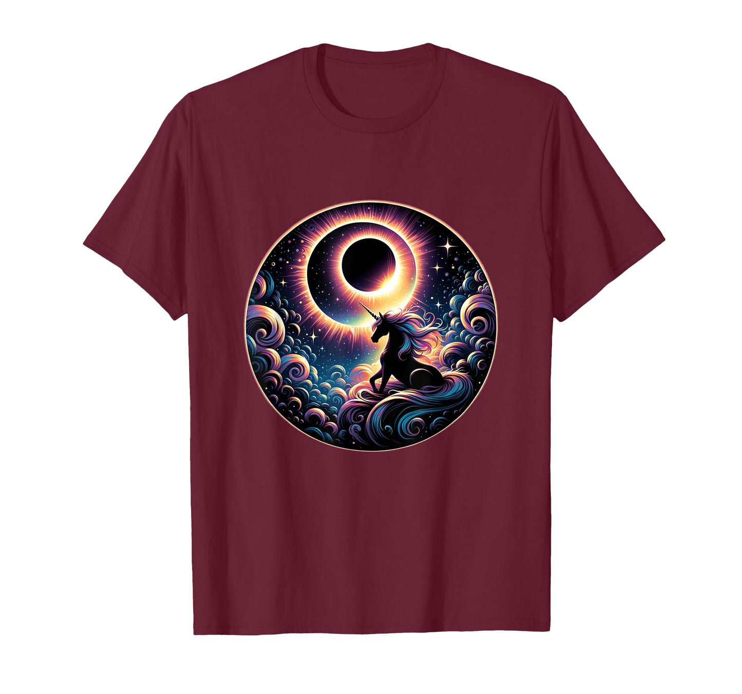 Total Solar Eclipse Apirl 08 2024 With Unicorn Graphic T-Shirt
