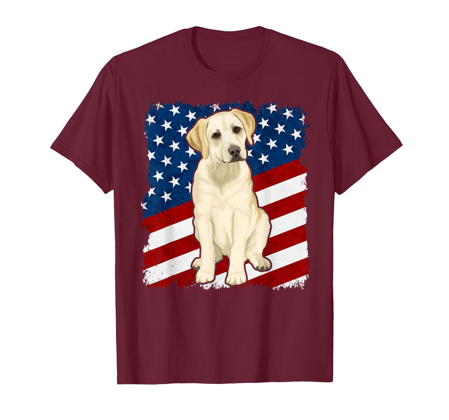 Yellow Labrador Dog American Flag T-Shirt for Women Kids Men