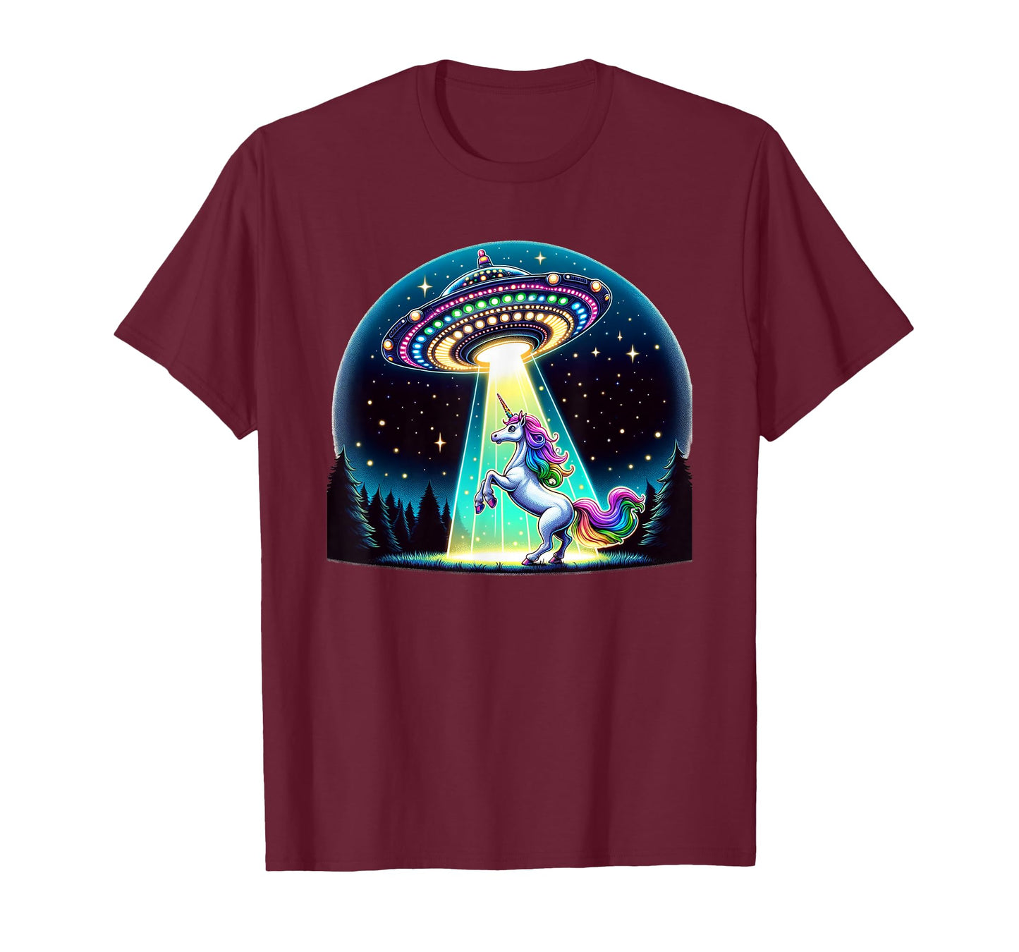 Rainbow Unicorn Abduction Alien Invasion Funny UFO Spaceship T-Shirt