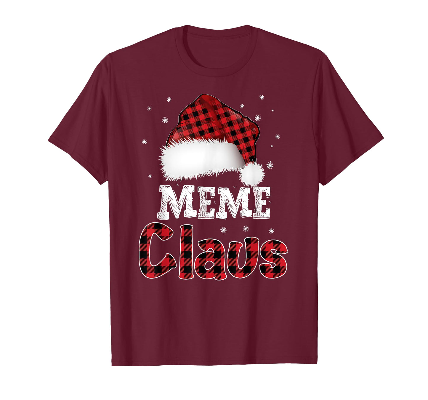 Meme Claus Christmas Red Plaid Pajama Family Matching T-Shirt