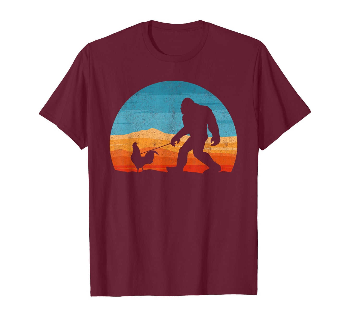 Bigfoot Walking Rooster Sasquatch Chicken Lover T-Shirt