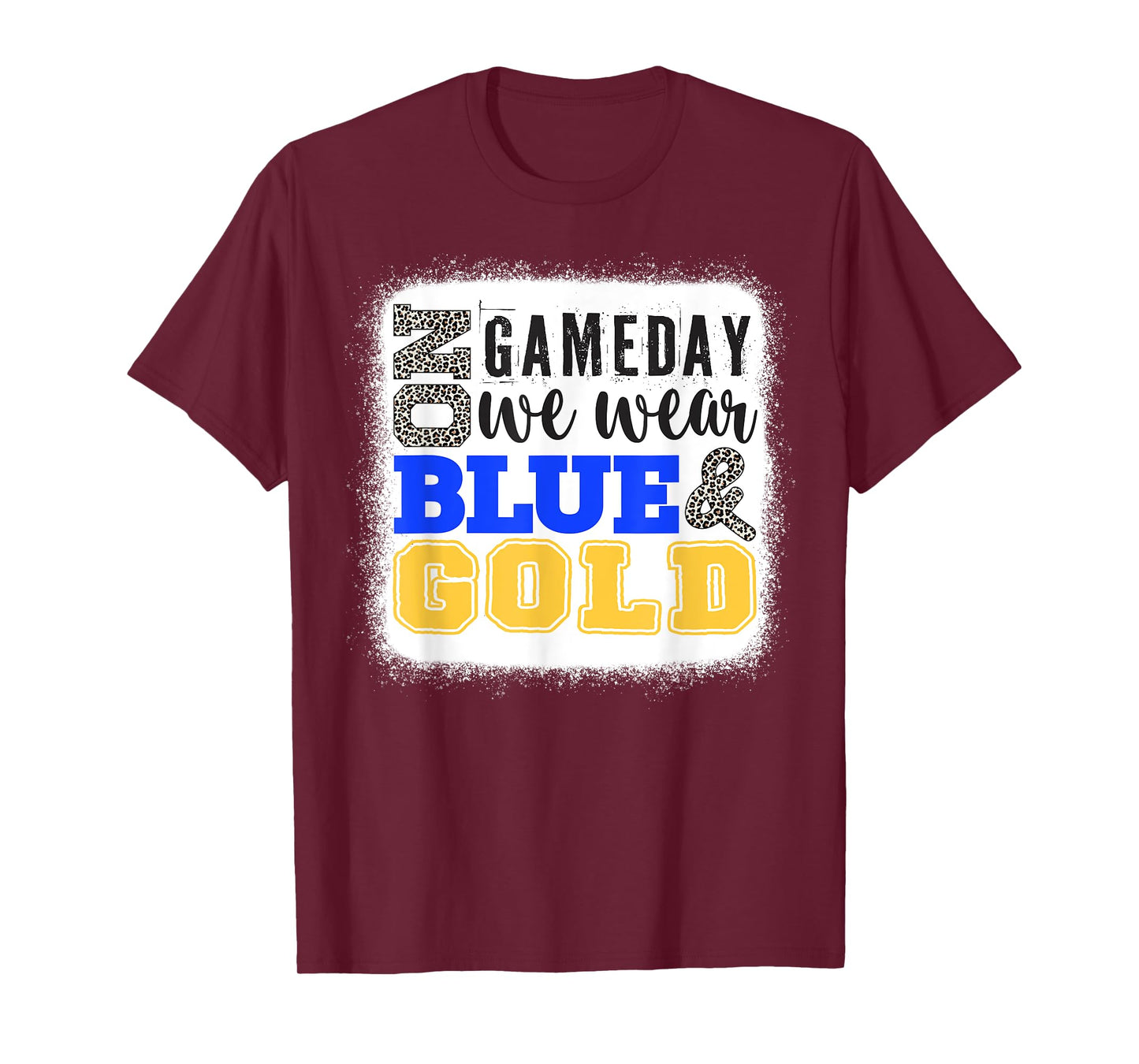 On Gameday Football We Wear Gold And Blue Leopard Print T-Shirt