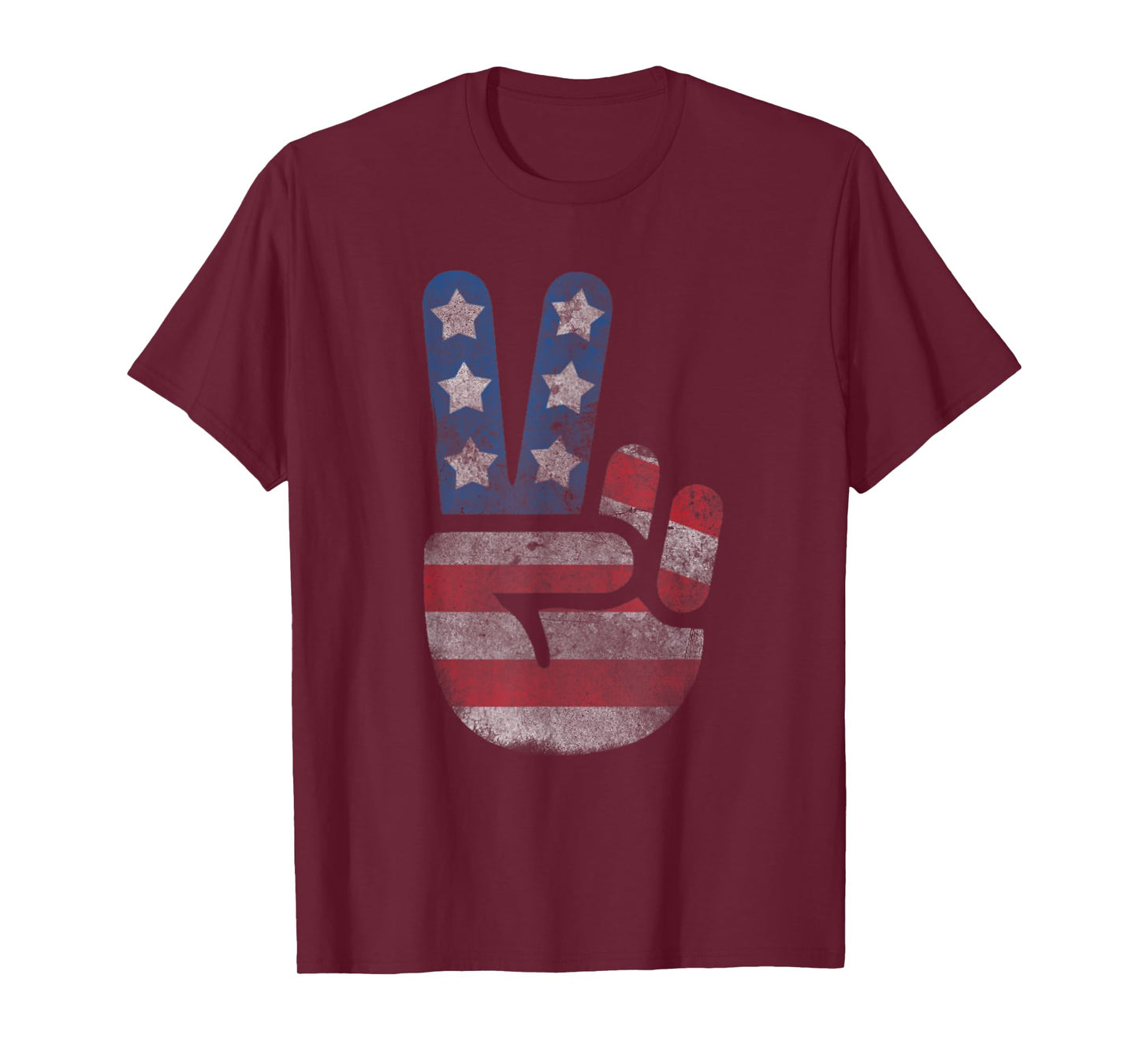 USA Flag Peace Sign Victory Fingers Patriotic T-Shirt