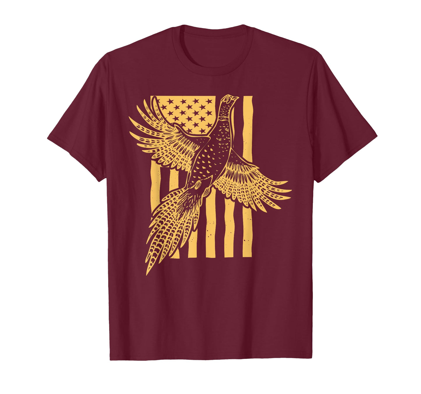 Vintage Pheasant Bird Hunter American Flag Hunting Father T-Shirt