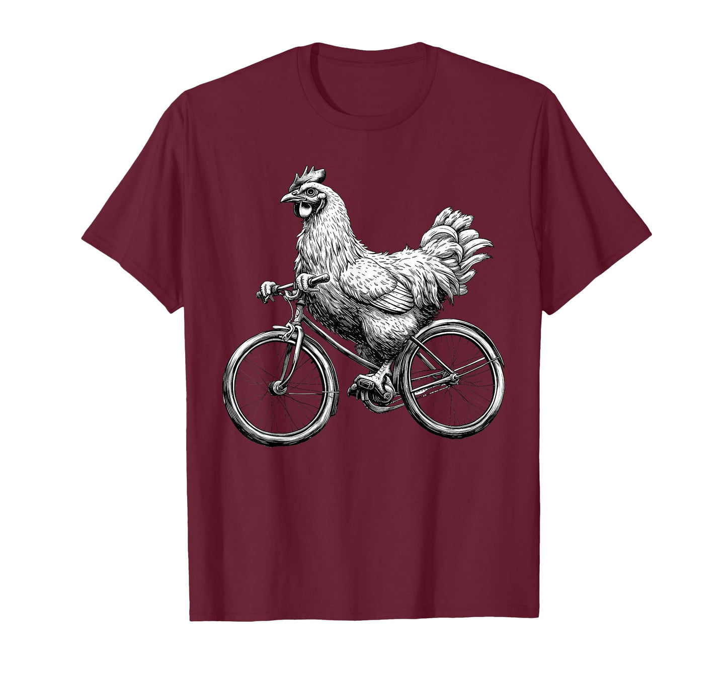 Funny Chicken Riding Bike Cyclist Cute Animal Lover Farm T-Shirt