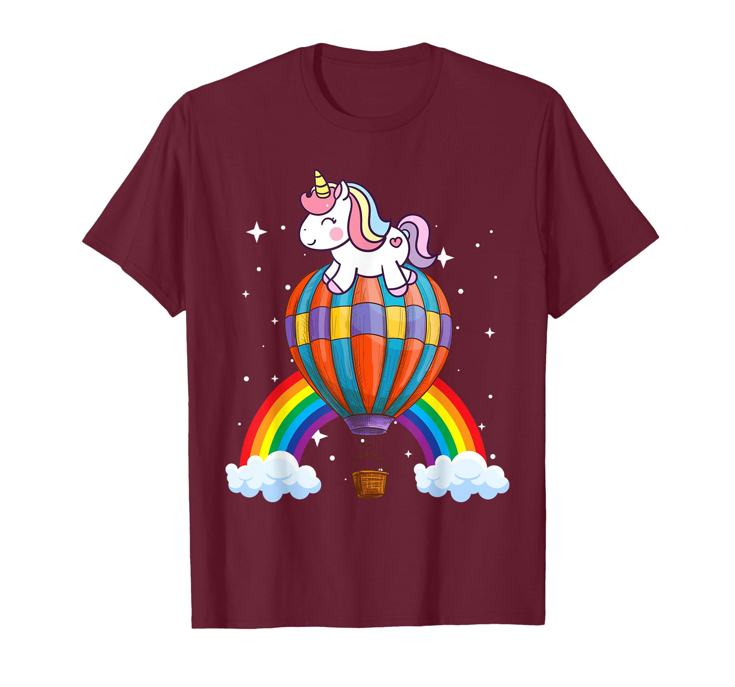 Unicorn Riding Hot Air Balloon Boys Girls Men Women Kids T-Shirt