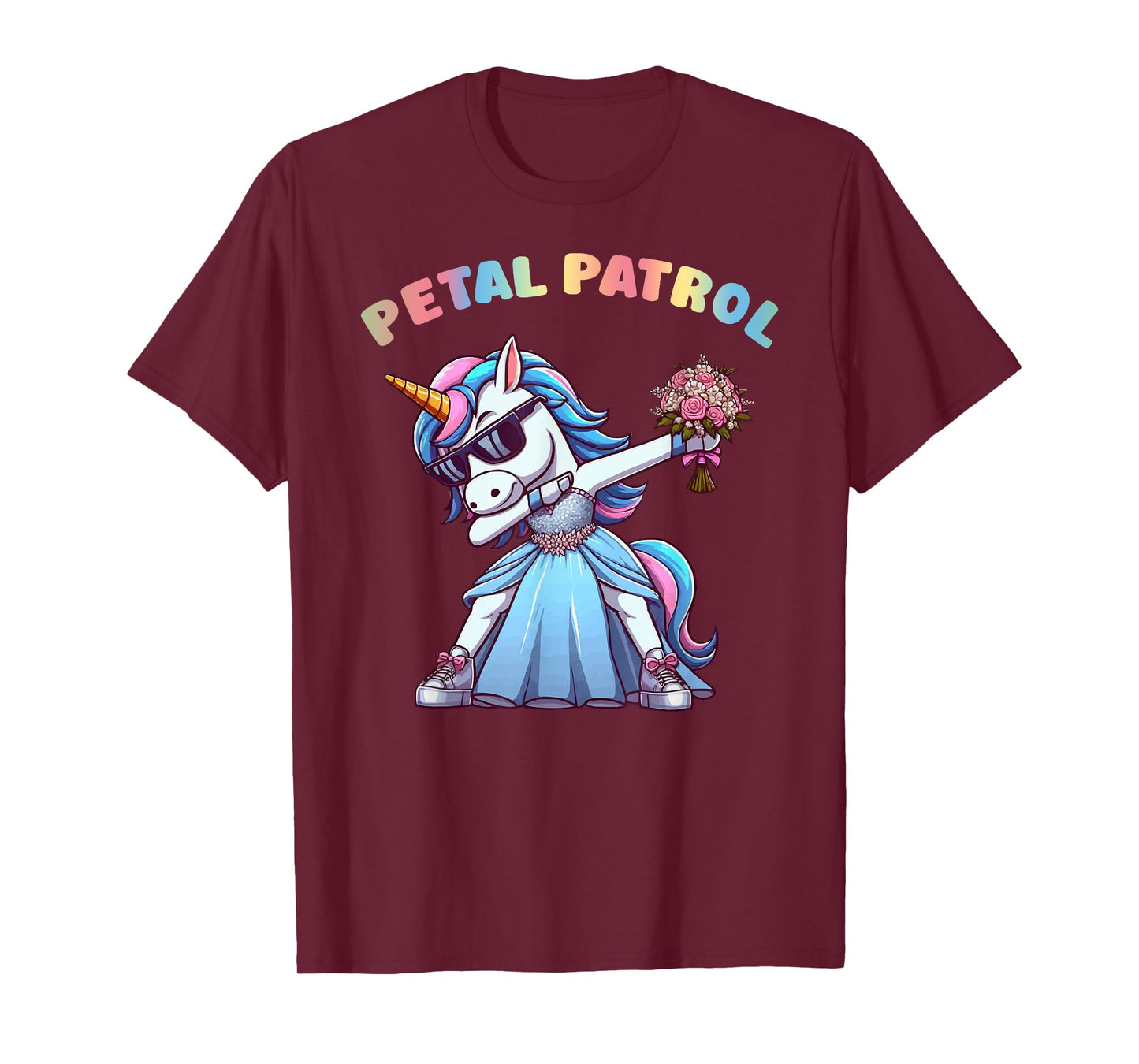 Wedding Petal Patrol Flower Girl Unicorn Tee Bridesmaid T-Shirt