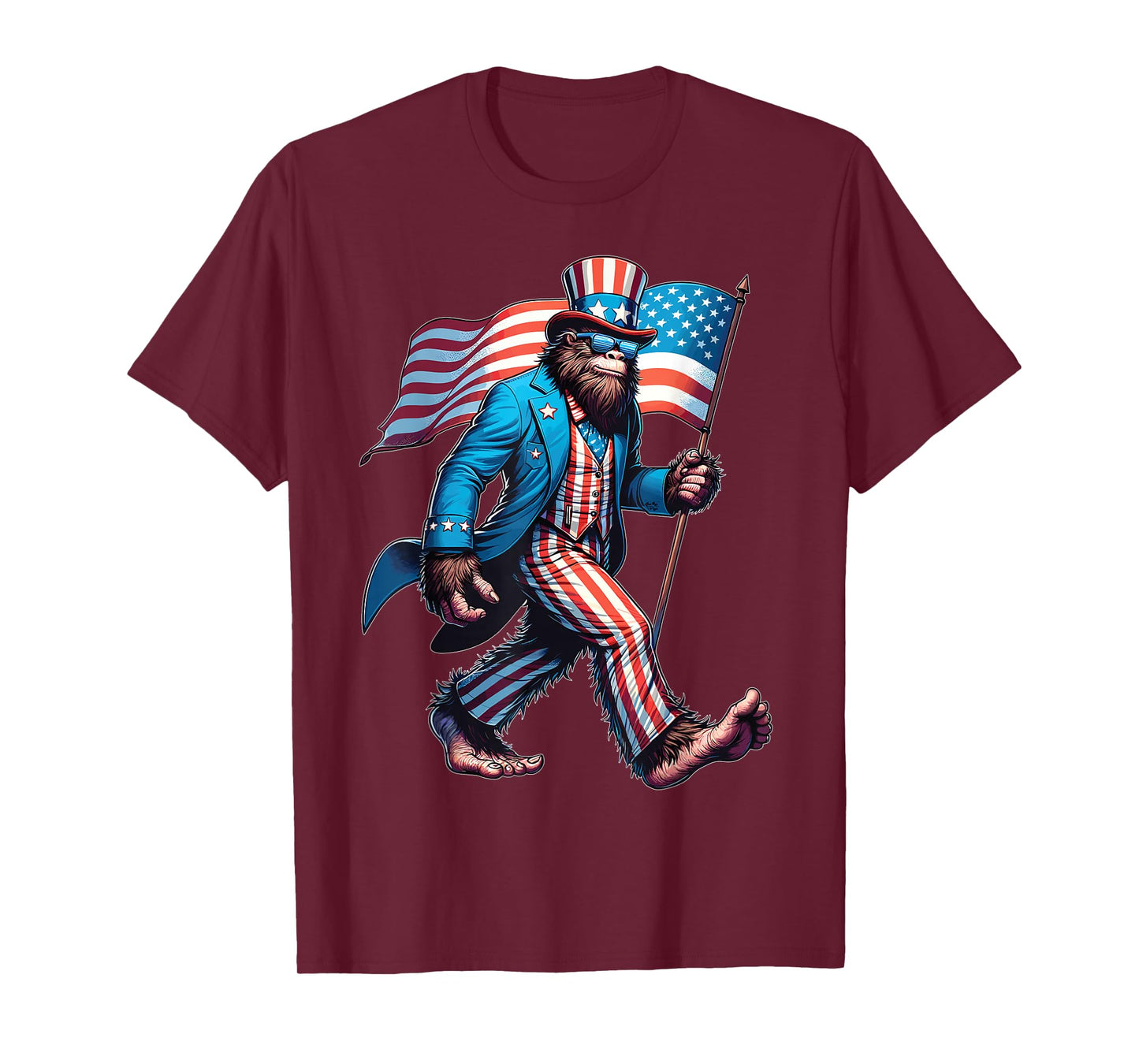 Bigfoot Sasquatch 4th Of July Shirts Patriotic American Flag T-Shirt