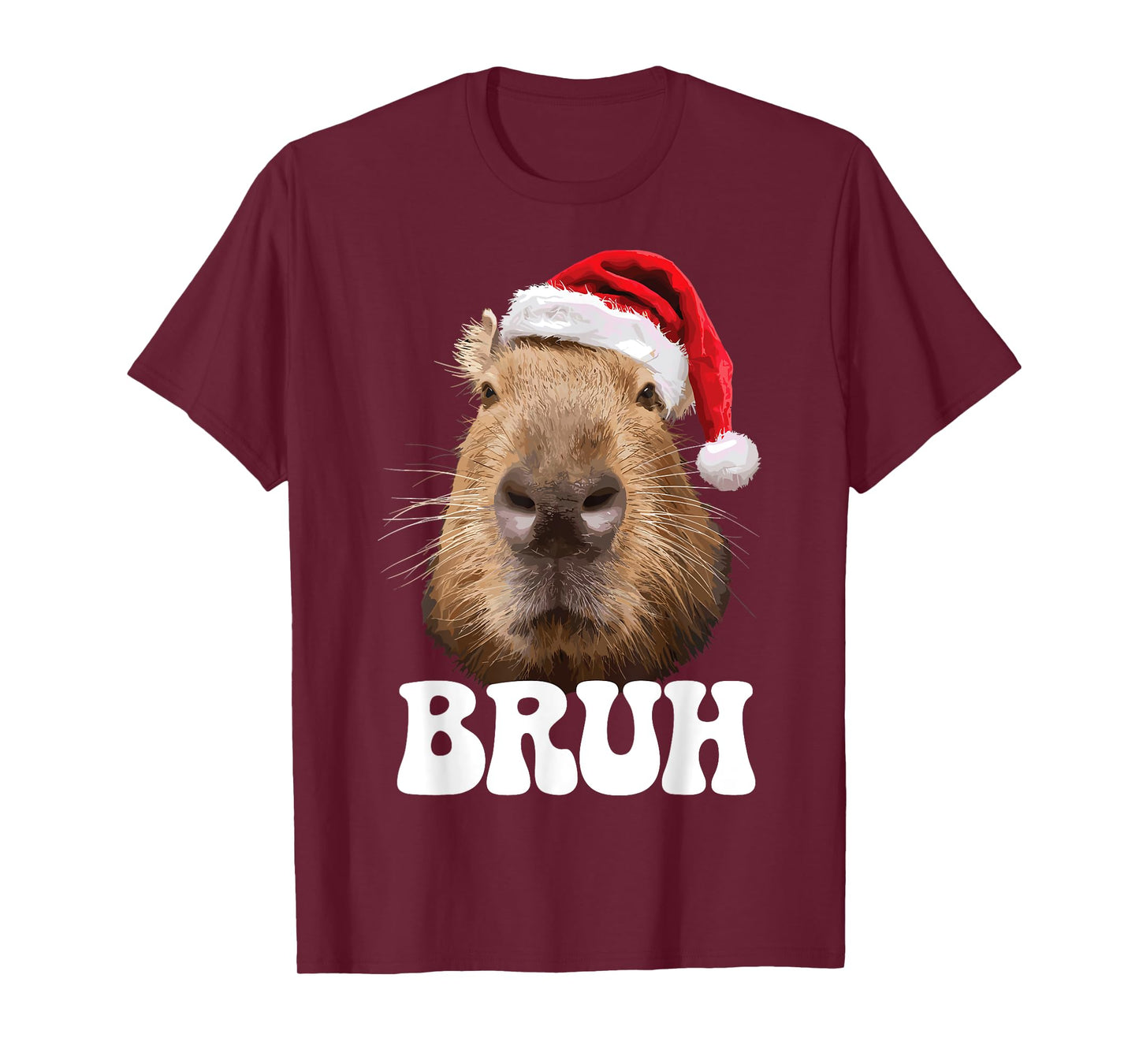 Capybara Bruh Funny Santa Hat Christmas Season Capybara T-Shirt