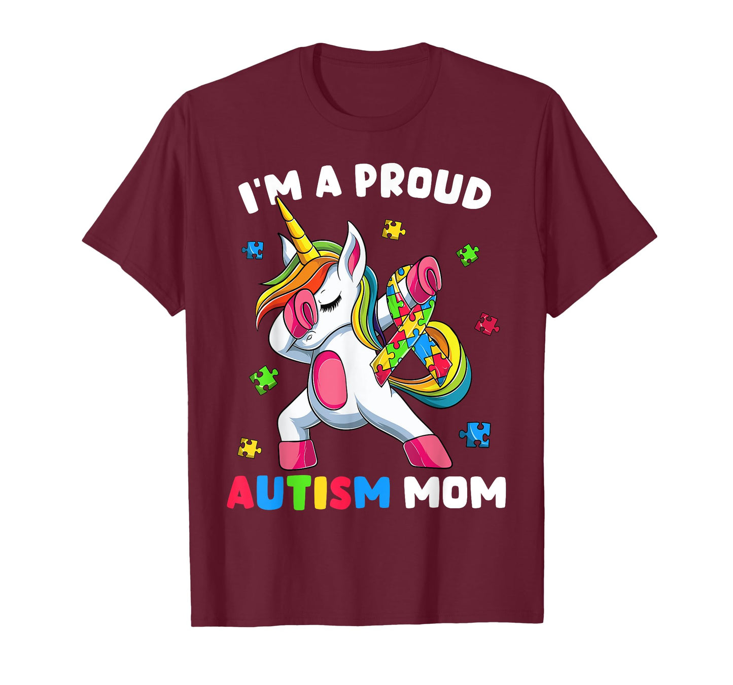 Proud Autism Mom Dab Dance Shirts, Women's Dabbing Unicorn T-Shirt