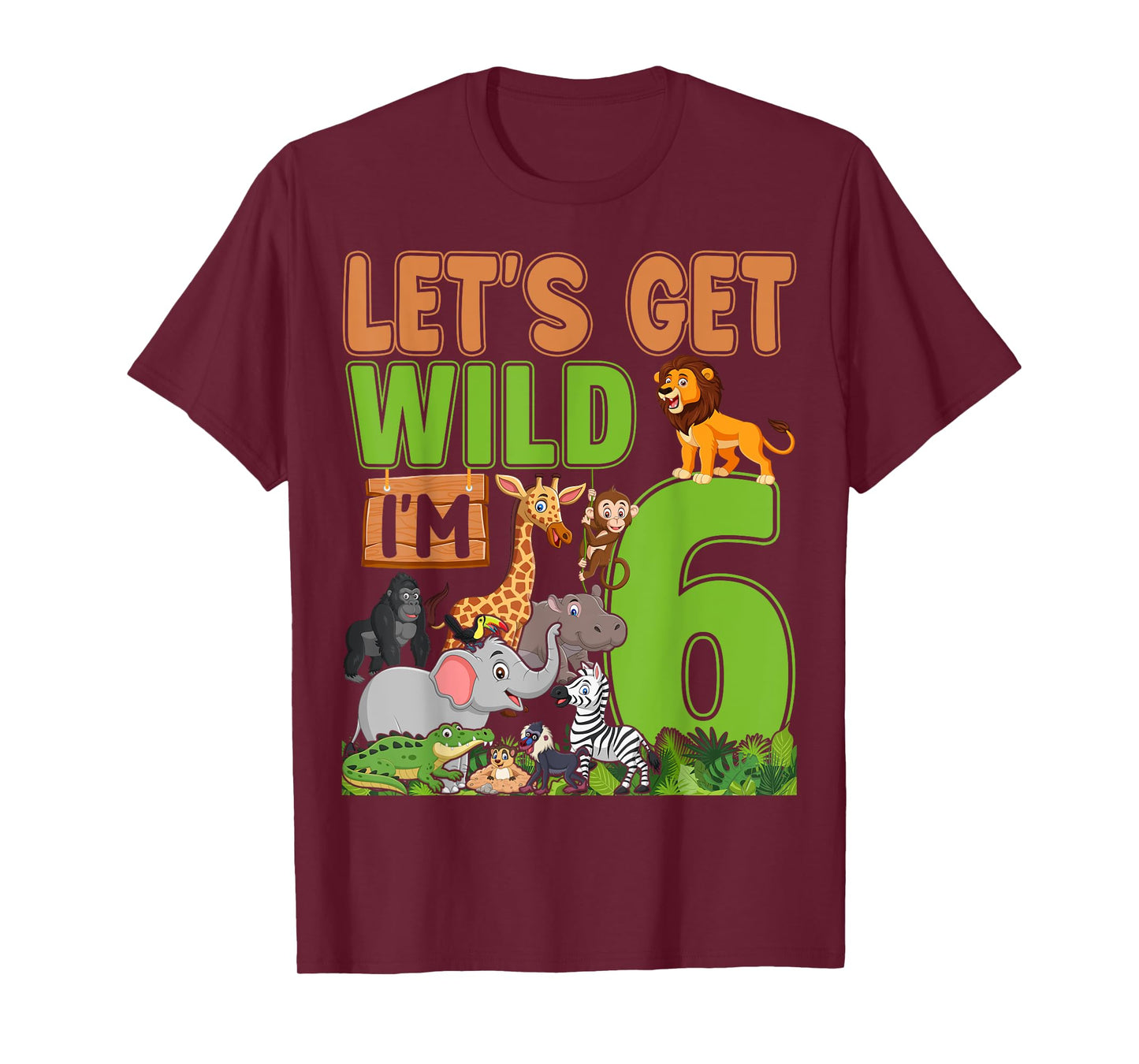 6 Year Old Zoo Birthday Safari Jungle Animal 6th Birthday T-Shirt