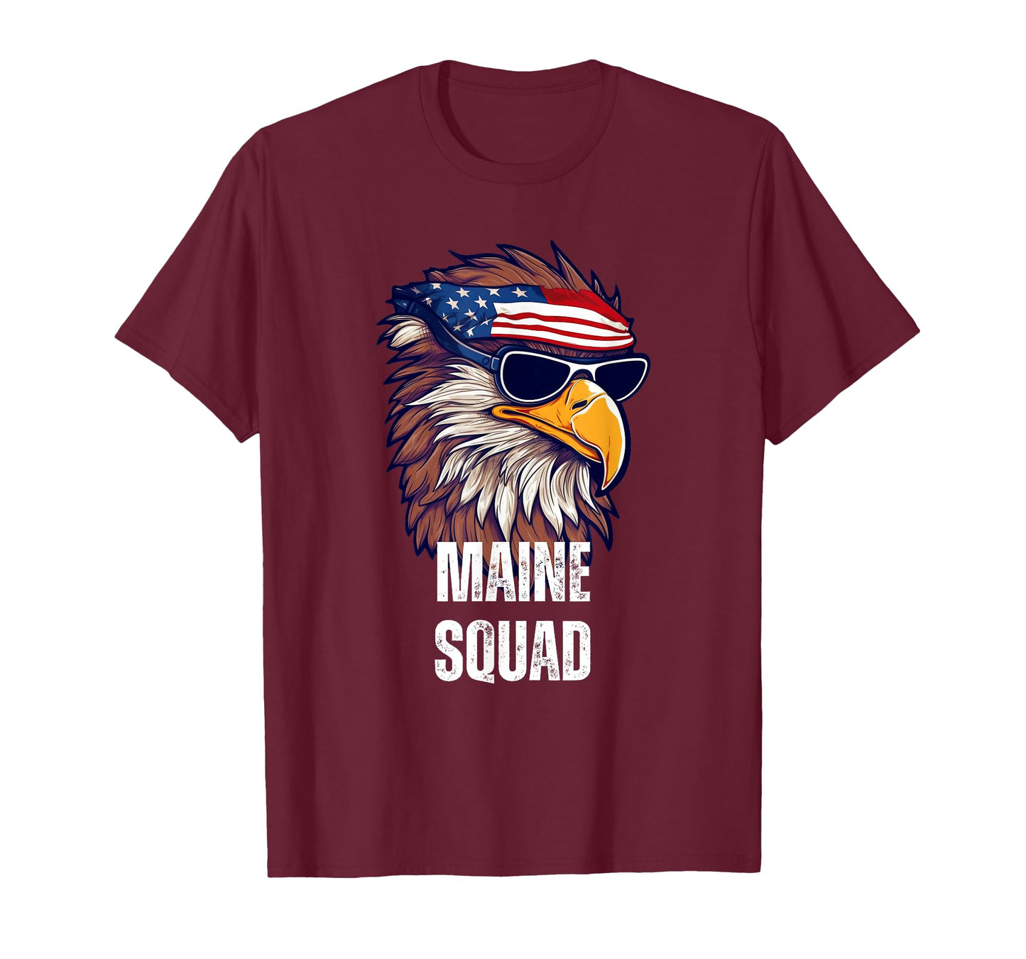Maine Squad - Retro Bald Eagle American Flag Bandana T-Shirt