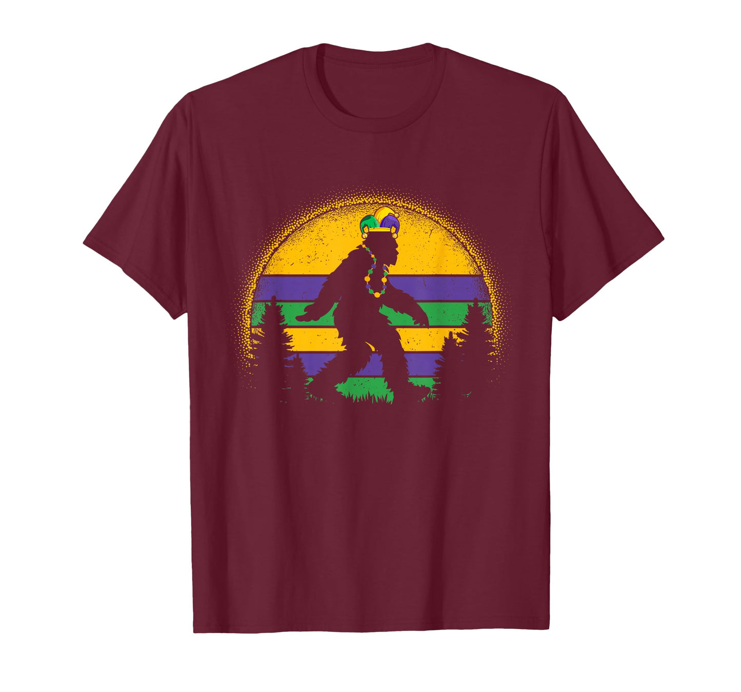 Mardi Gras Bigfoot Funny Kids Men Sasquatch Mardi Gras T-Shirt