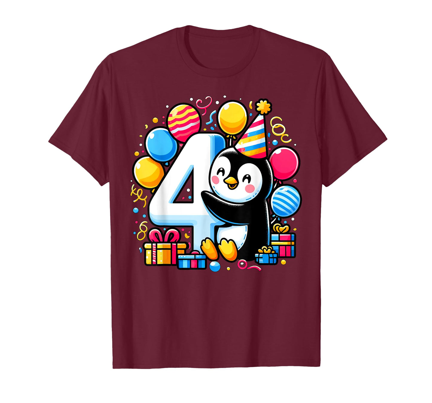 Penguin 4th birthday boy girl 4 year old fourth four Penguin T-Shirt