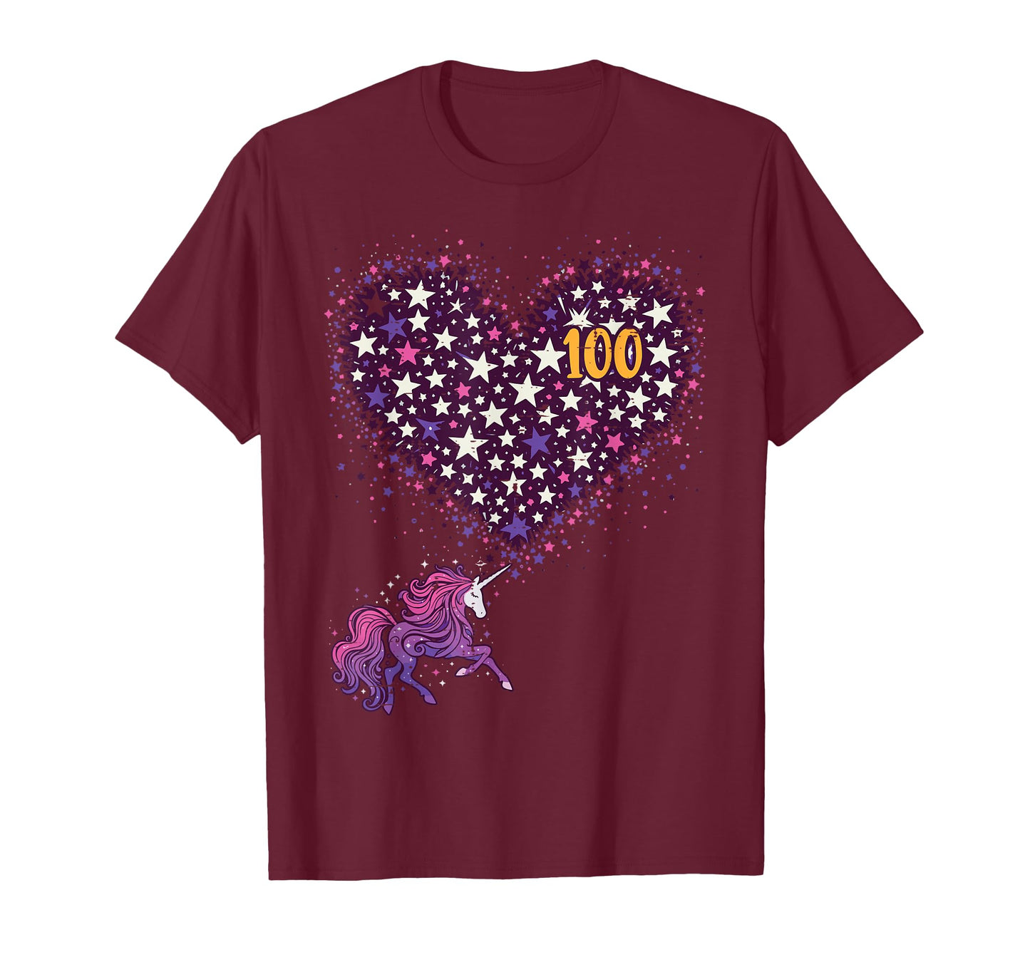 100 Days Of School Unicorn Stars 100th Day Women Girls Kids T-Shirt
