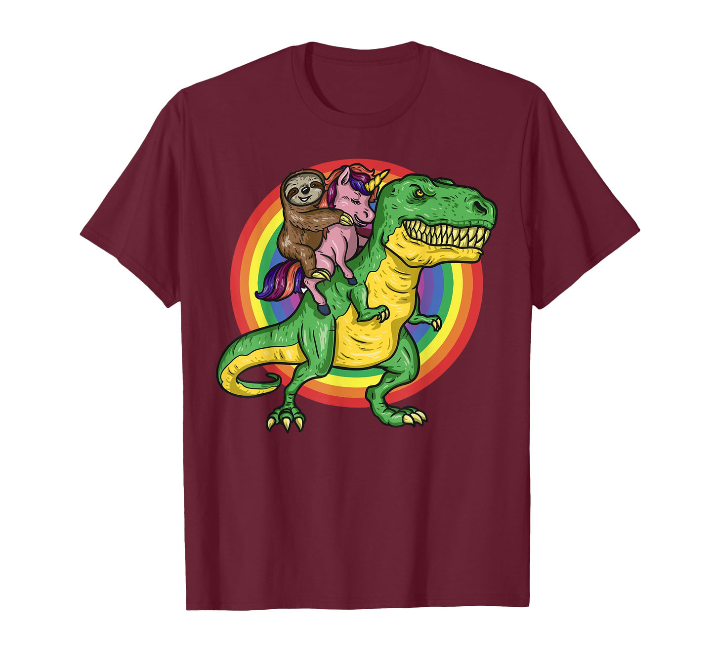 Sloth Unicorn Riding Trex Dinosaur Animal Lover Kids Gift T-Shirt