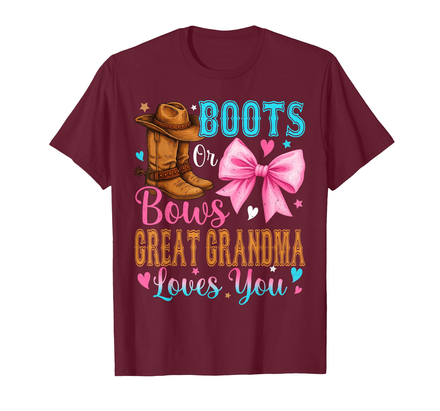 Boots or Bows Great Grandma Loves You Gender Reveal Family T-Shirt
