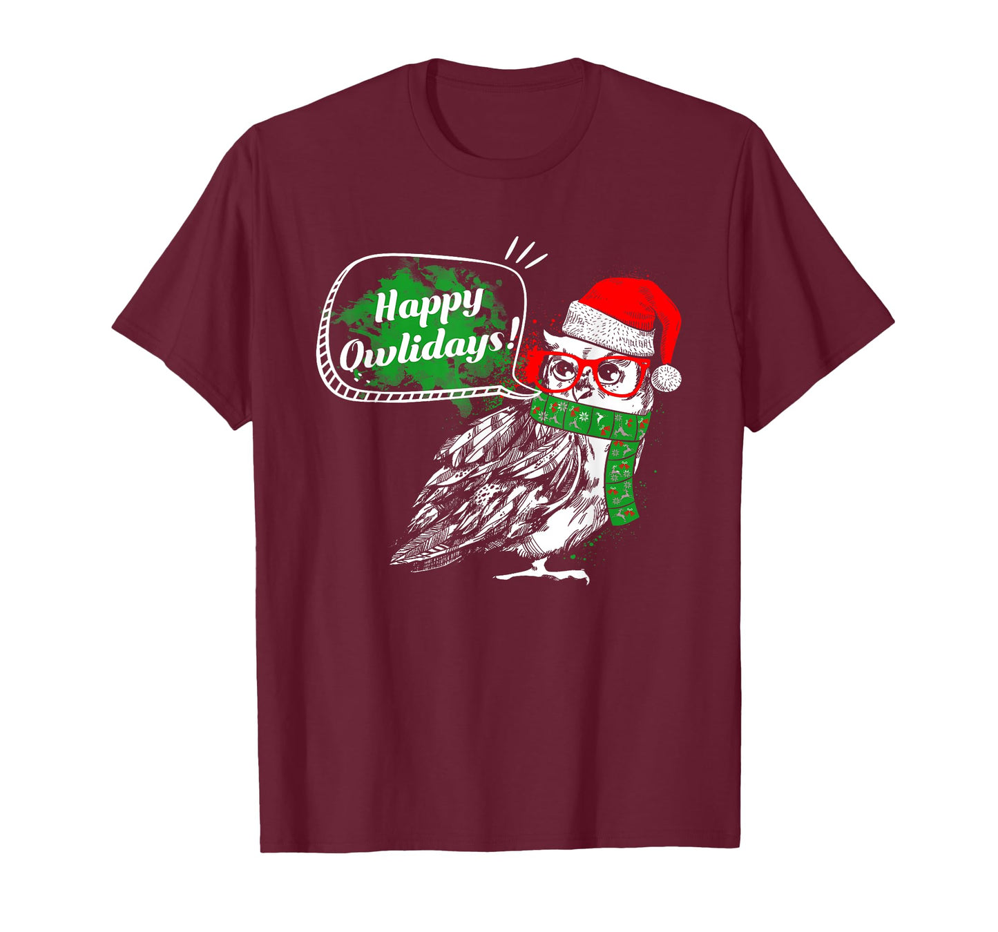Happy Owlidays - Funny Christmas Holidays Owl Lover T-Shirt