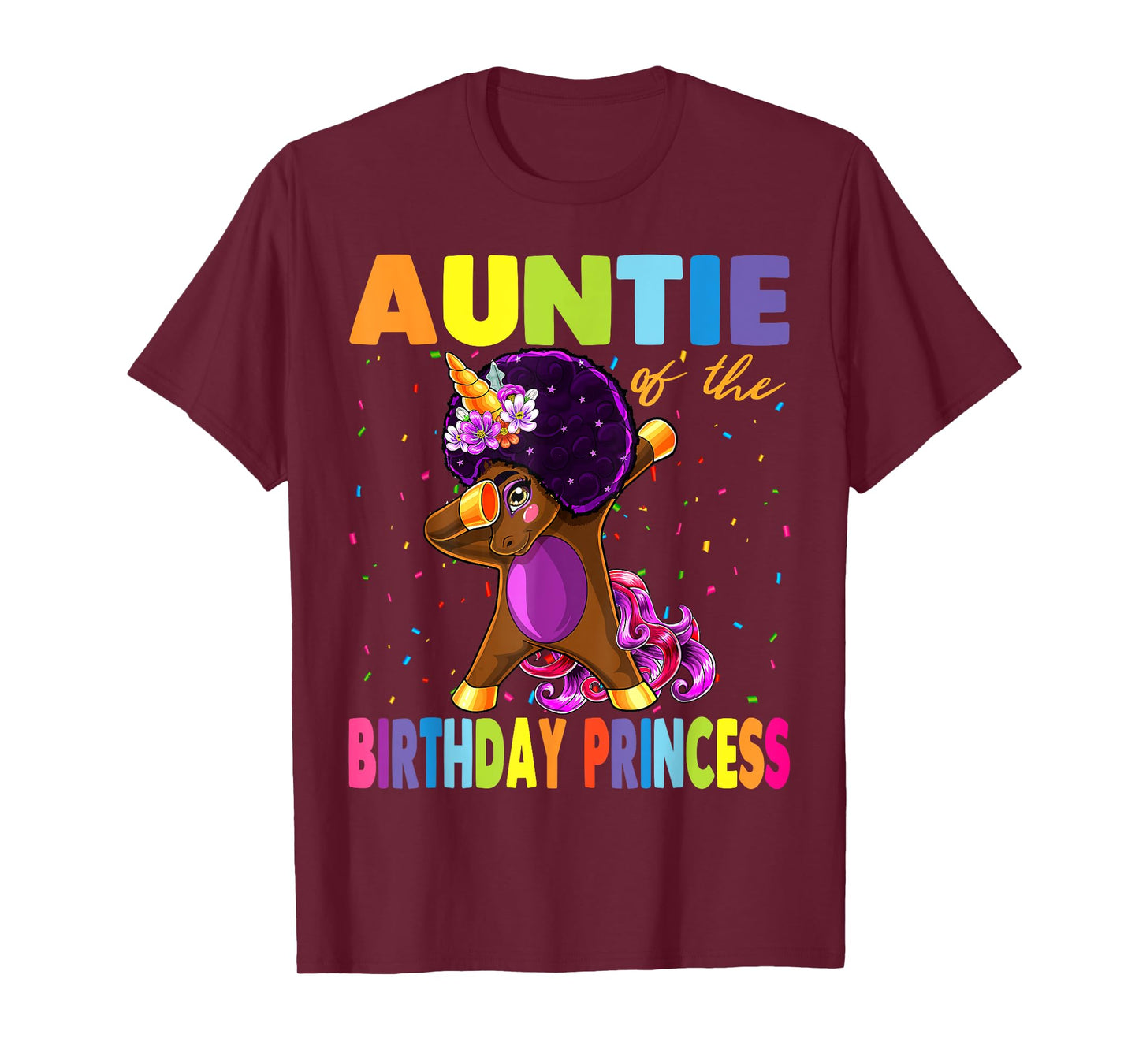 Dabbing Unicorn Afro Auntie of the Birthday Princess T-Shirt