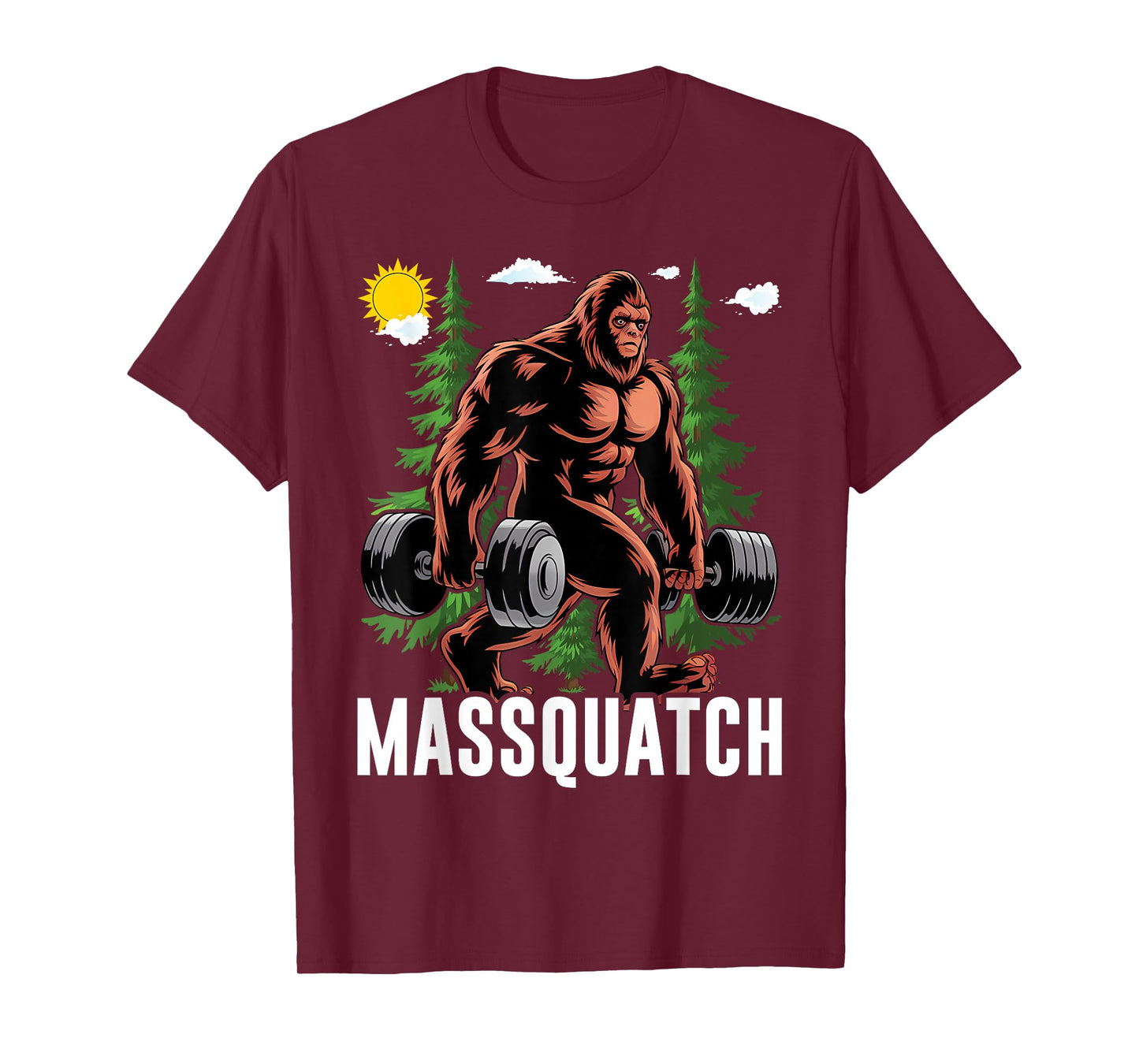 Bigfoot Massquatch Funny Sasquatch Workout Gym Weightlifter T-Shirt