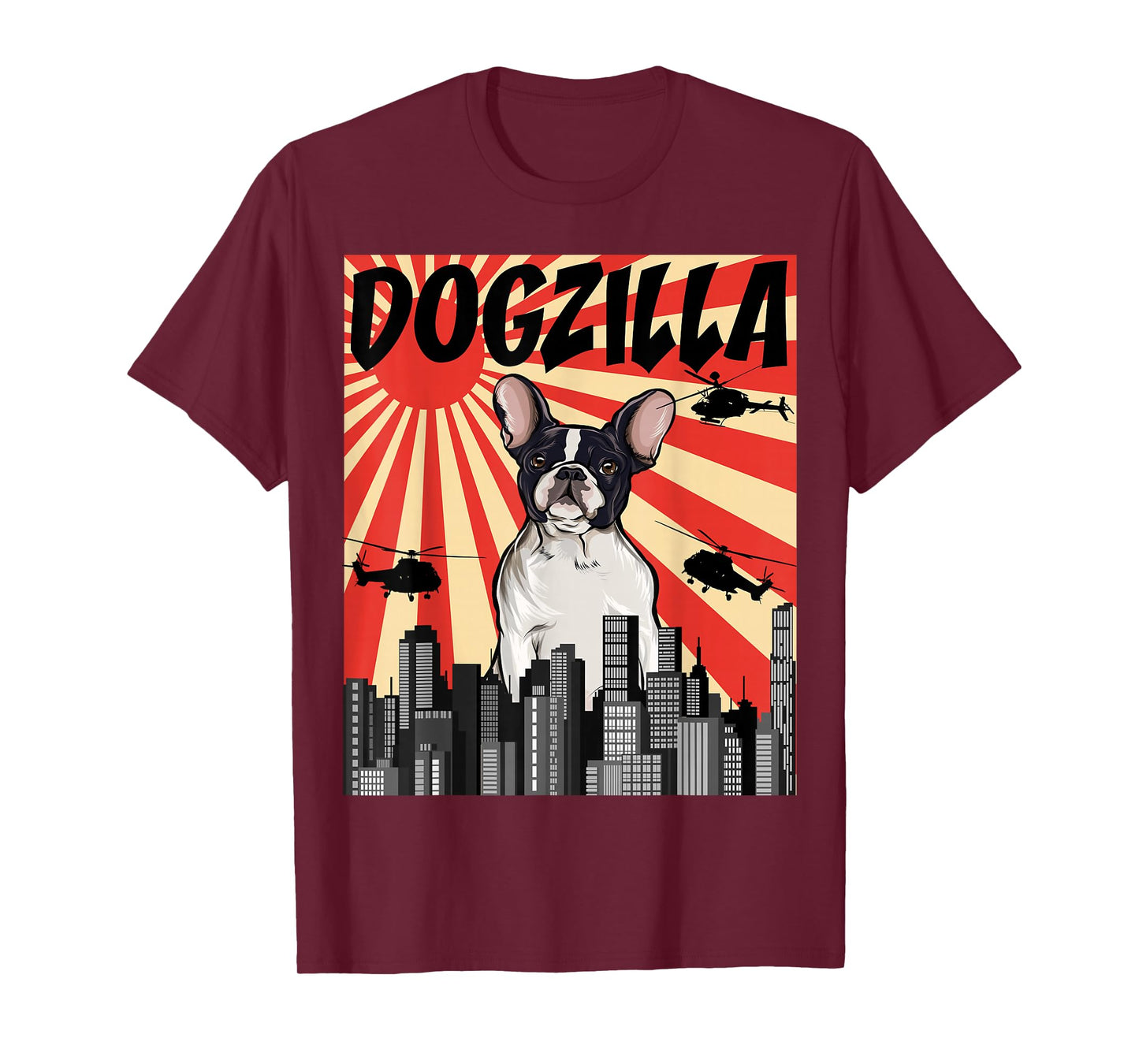 Funny Retro Japanese Dogzilla French Bulldog T-Shirt for Men Women