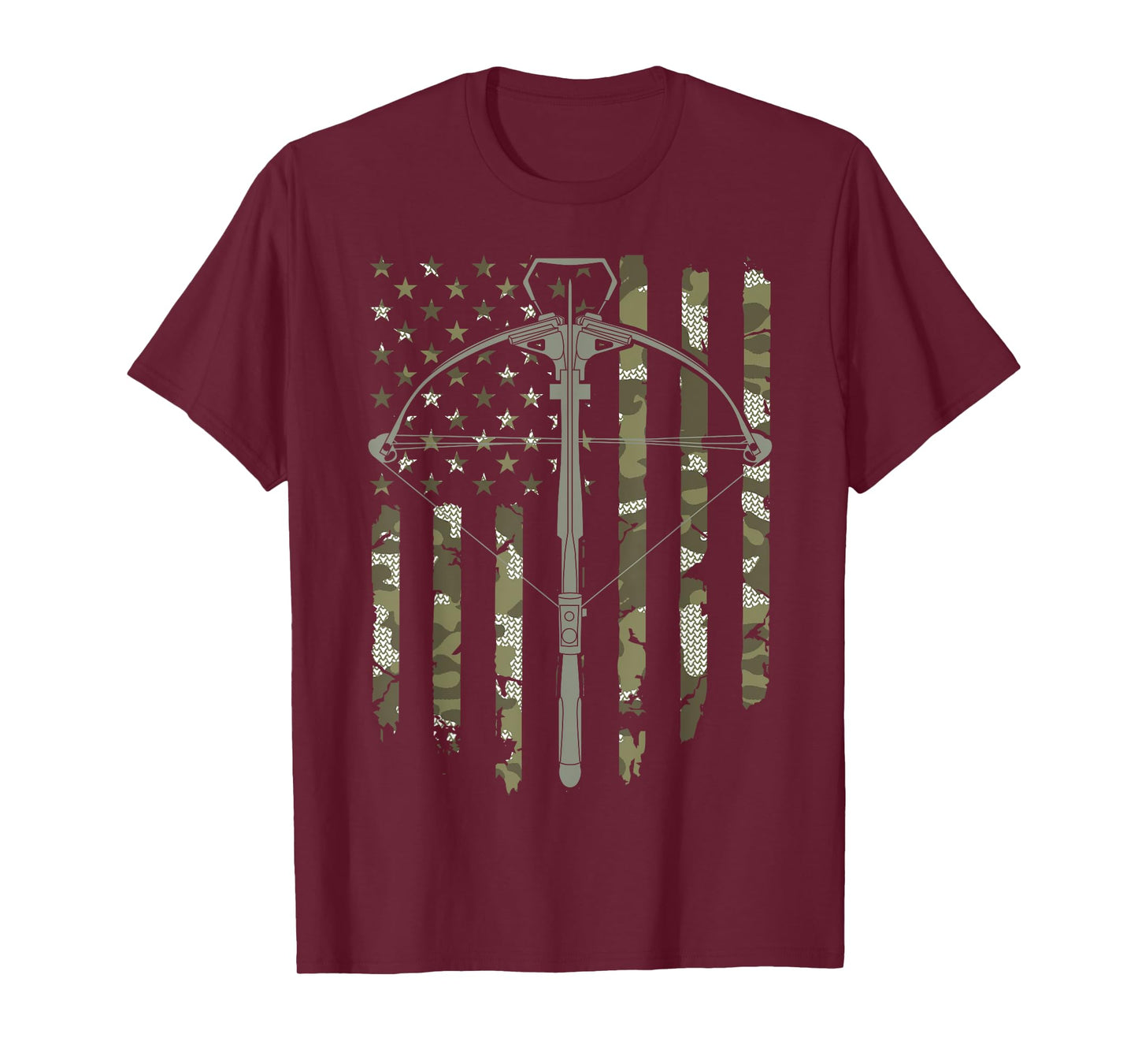 Crossbow Hunting Vintage American Flag Camouflage Women Men T-Shirt