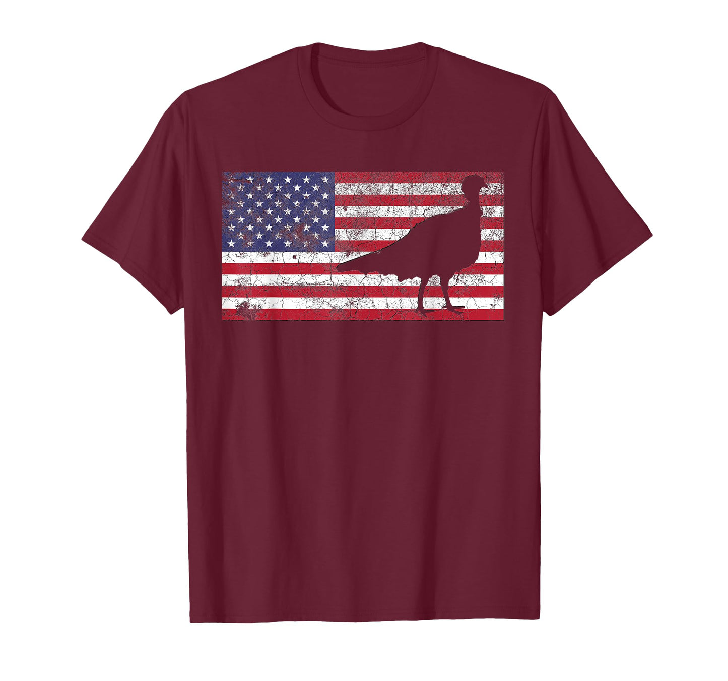 Turkey Hunting T Shirt American Flag USA 4th of July Bird T-Shirt for Women Girls Kids Men
