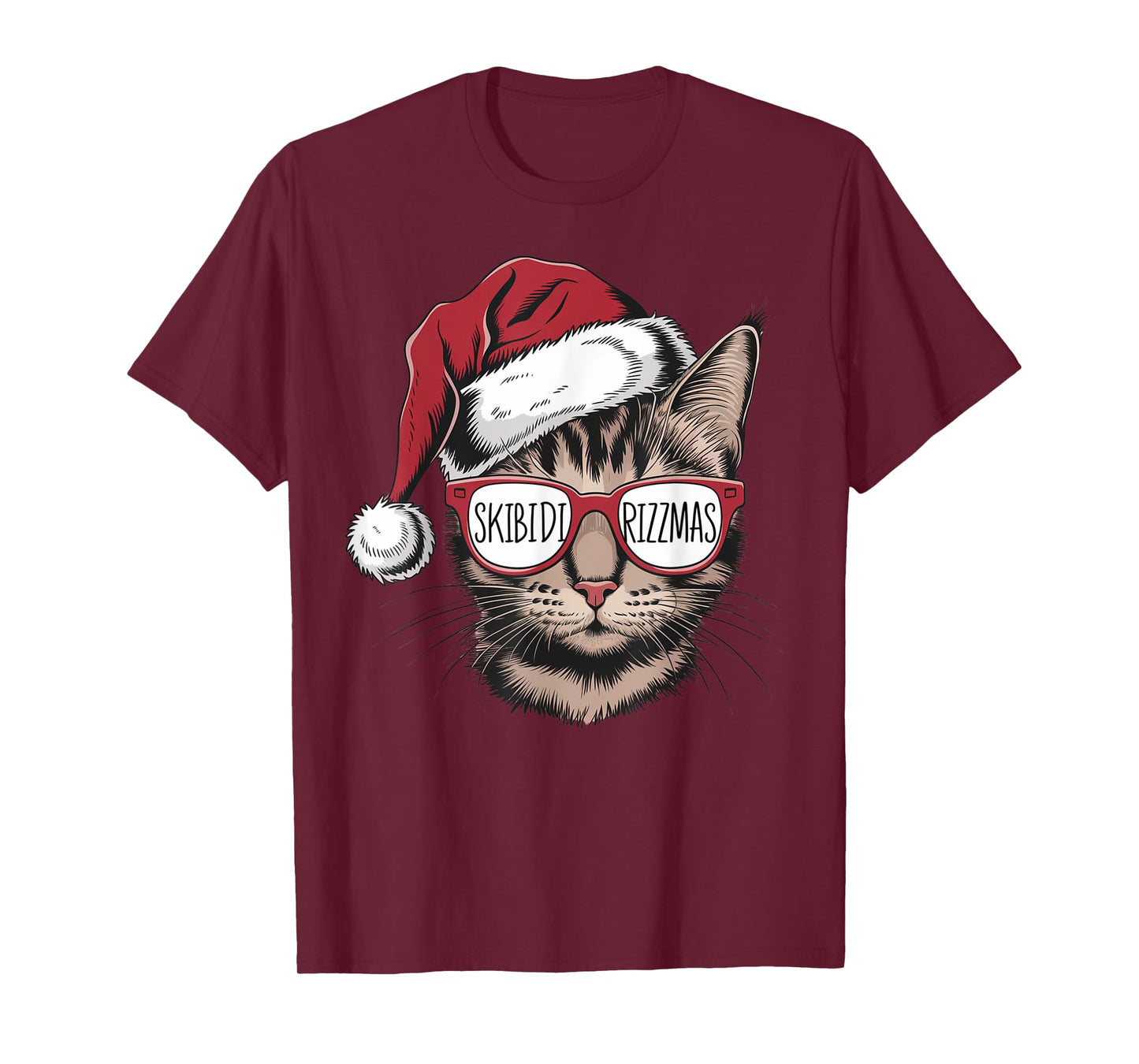 Cat Sunglasses Skibidi Rizzmas Christmas Rizz Santa Claus Men Women Kids T-Shirt