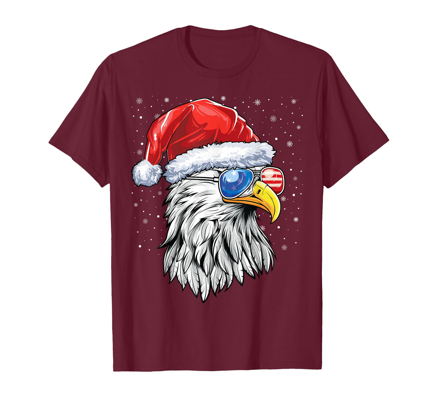 Santa Bald Eagle Shirt Men USA Flag Christmas Patriotic T-Shirt