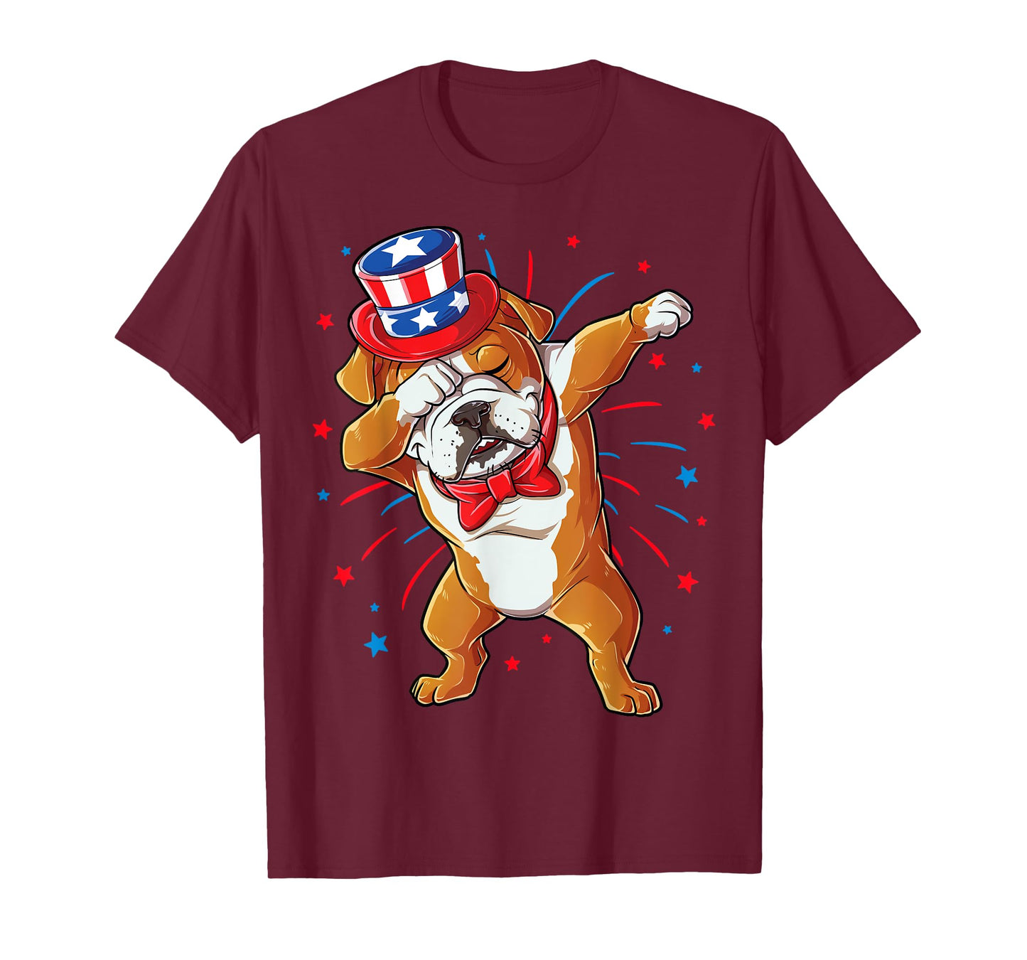 Dabbing English Bulldog 4th of July T shirt Men USA Flag T-Shirt