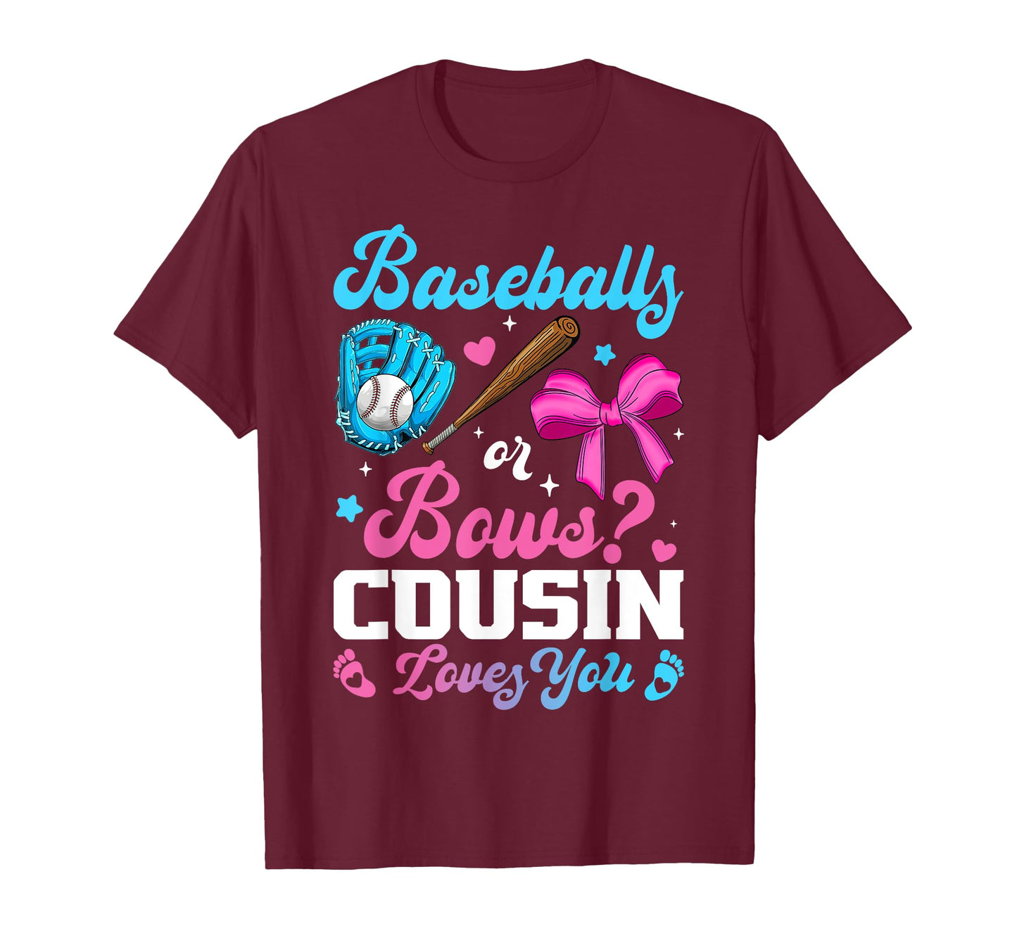 Baseball Or Bows Cousin Loves You Funny Gender Reveal T-Shirt