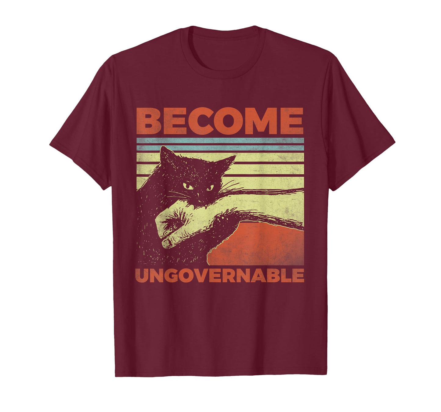 Become Ungovernable - Black Cat Biting Hand Funny T-Shirt