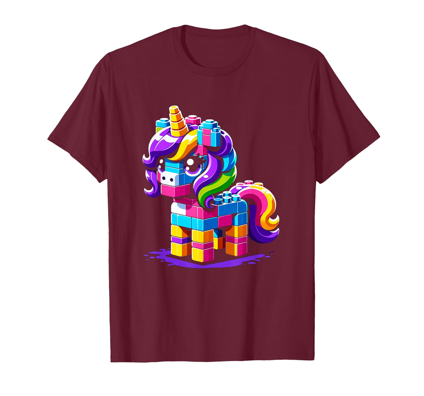 Block Building Unicorn Lover Master Builder Bricks T-Shirt