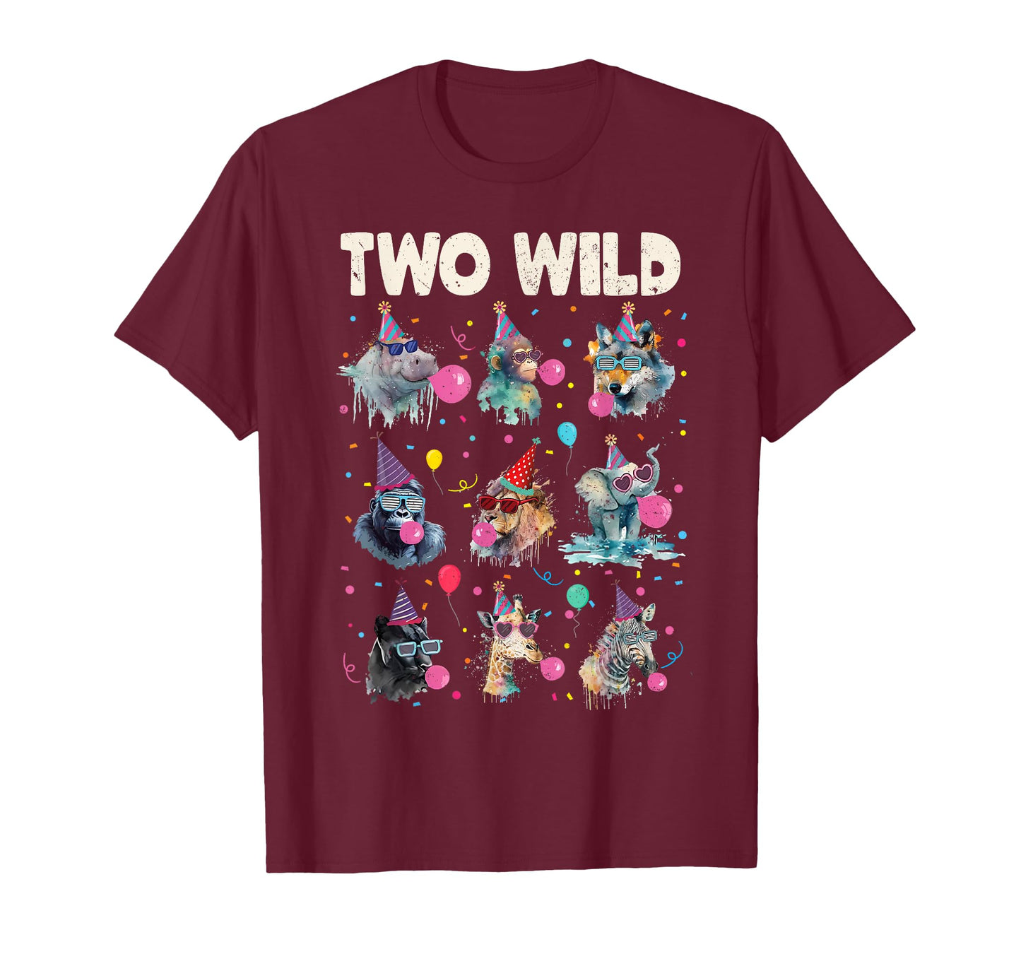 Birthday Animal Wildlife 2 Two Wild Bday Tee Zoo Lover Gifts T-Shirt