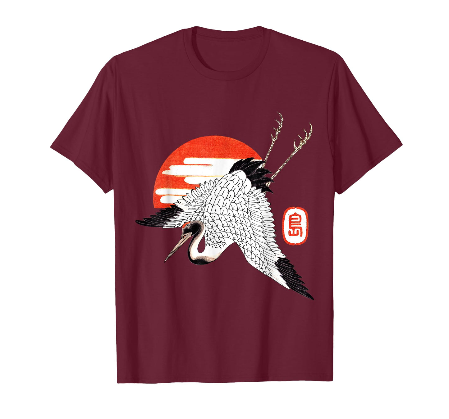 Crane Heron Bird Vintage Japanese Art Woodblock Japan Animal T-Shirt