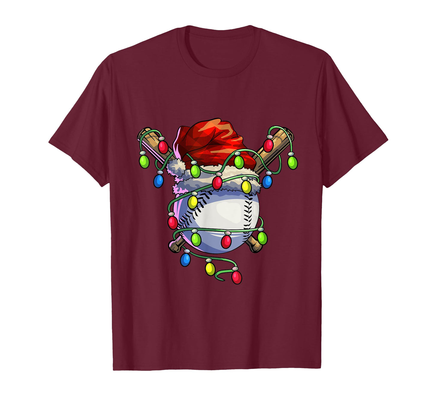 Christmas Baseball Xmas Christmas Lights Baseball Player T-Shirt