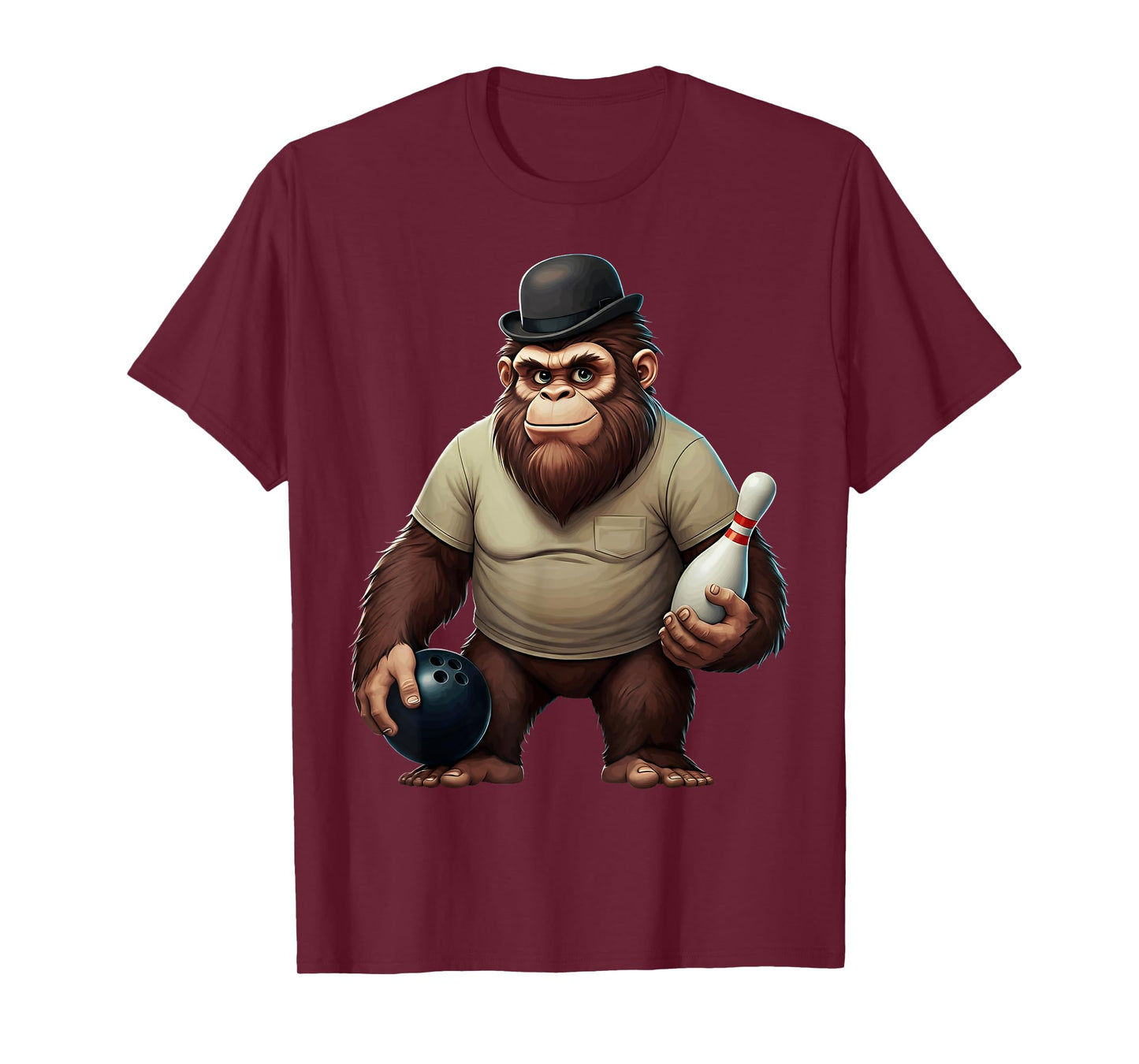 Vintage Cool Bowler Bigfoot Sasquatch Yeti Bowling Ball Pin T-Shirt
