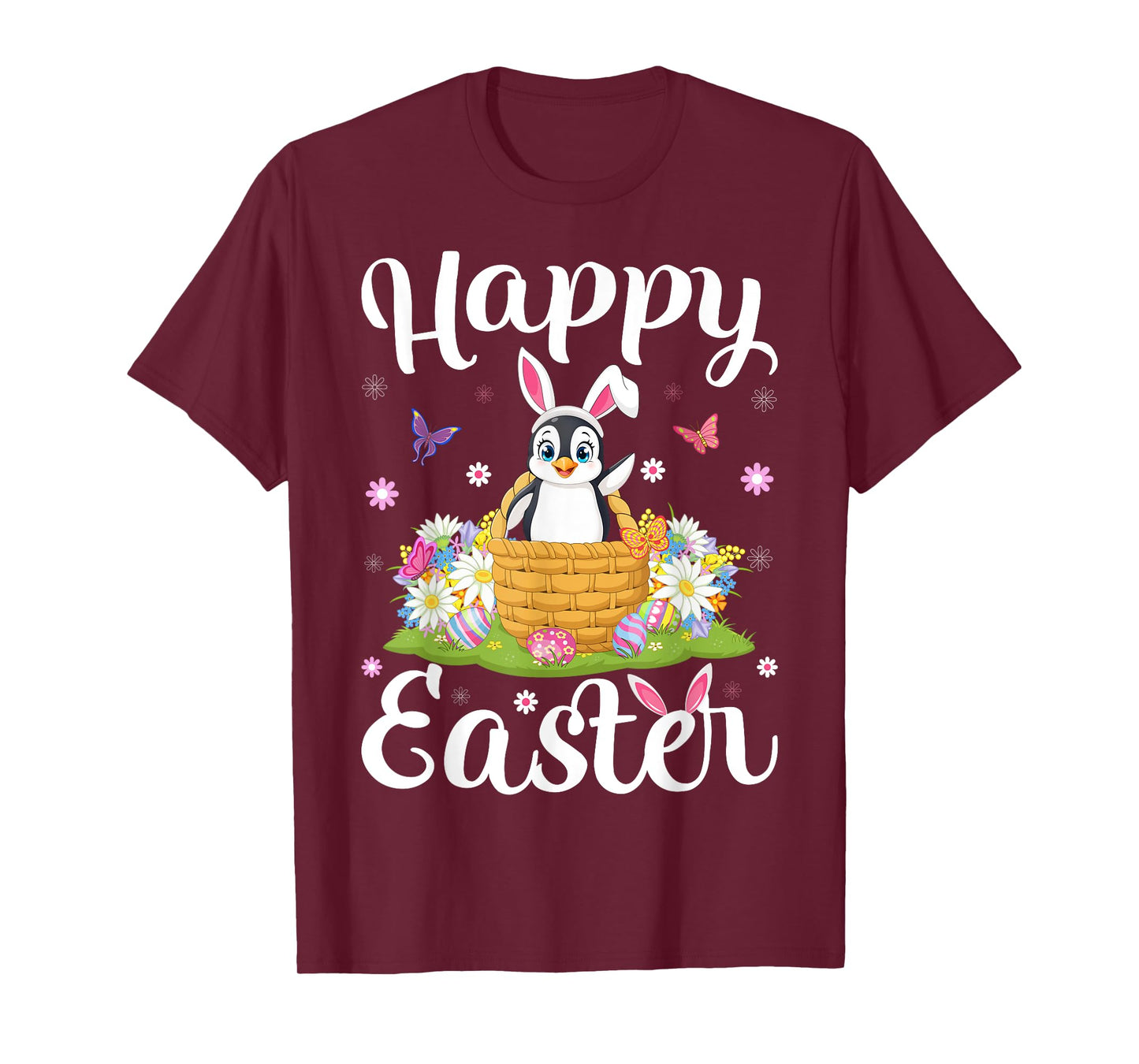 Penguin Happy Easter Egg Hunt Bunny Ear Penguin Easter T-Shirt