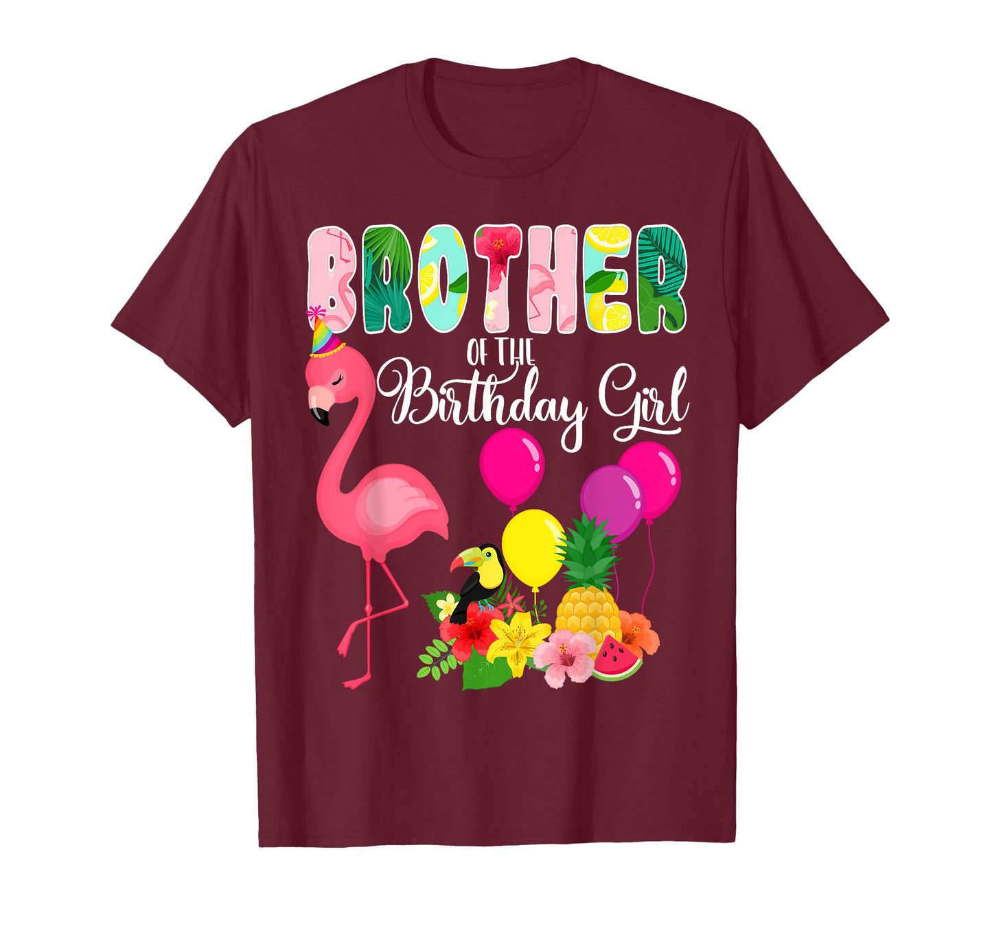 Flamingo Birthday Brother Of The Birthday Girl Flamingo Bday T-Shirt
