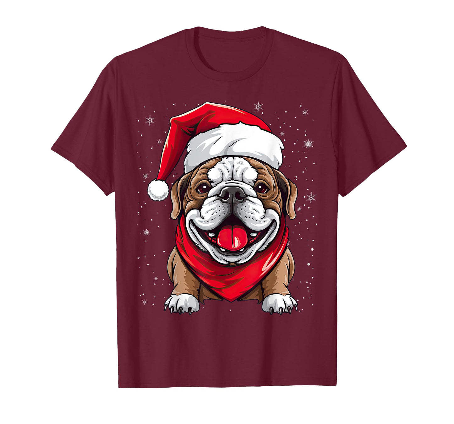English Bulldog Santa Hat Christmas Party T-Shirt for Men Women Kids