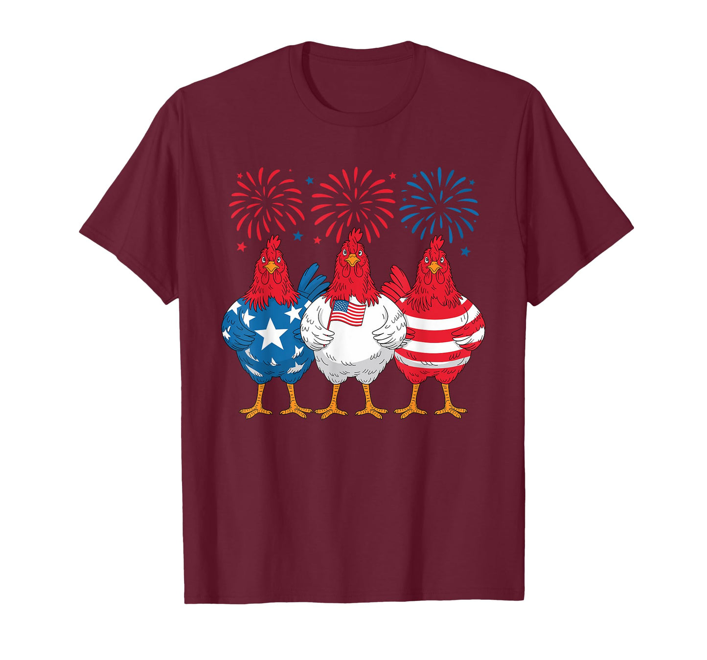 Patriotic Chicken Fireworks 4th of July USA Pride T-Shirt