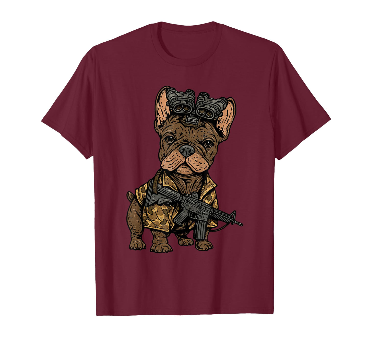 Tactical Frenchie Funny Dog Bulldog with NVG Meme T-Shirt