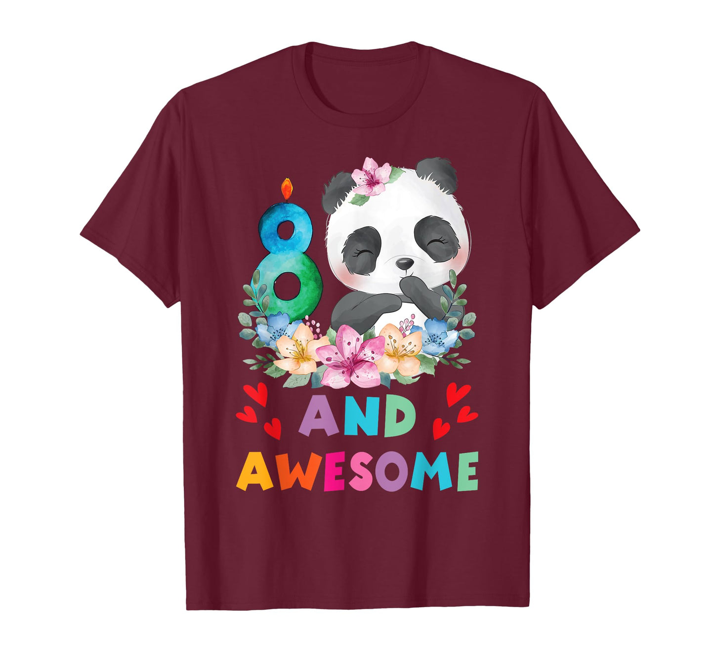 8 Years Old 8th Birthday Panda Unicorn Girl Party Gift T-Shirt