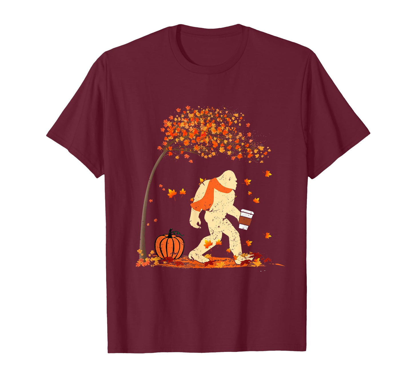 Ph Vintage Bigfoot Pumpkin Spice Costume Fall Tree Leaves T-Shirt