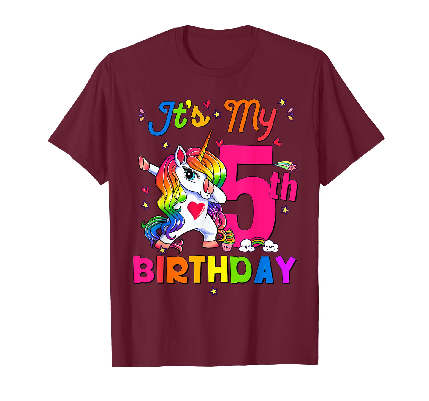 5 Years Old Unicorn It's My 5th Birthday Girl Party T-Shirt