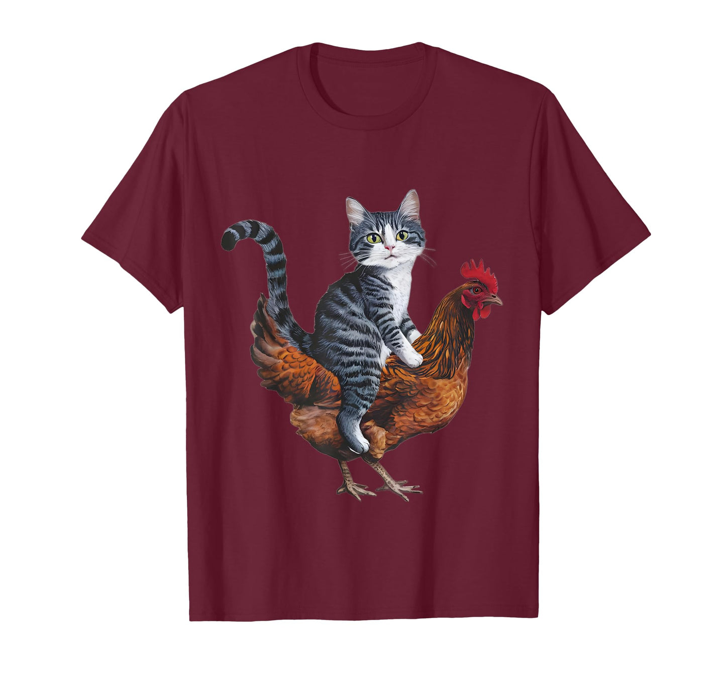Funny Cat on a Chicken Lover T-Shirt for Men Women Kids