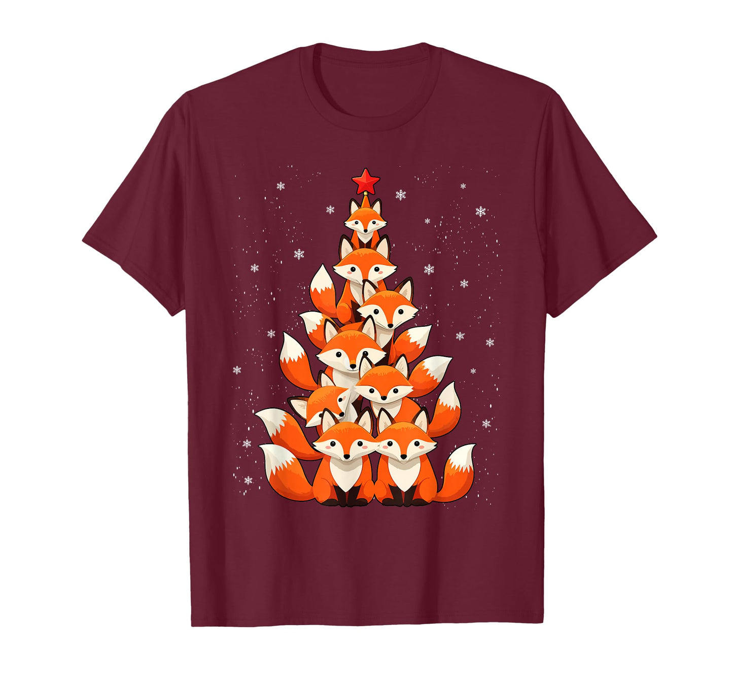 Fox Christmas Tree Fox Xmas Tree for Women and Boys T-Shirt