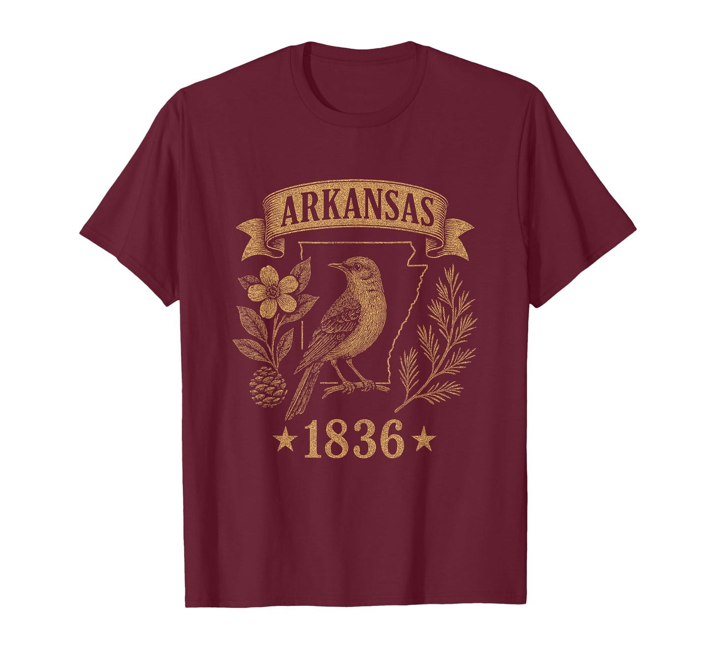 Arkansas 1836 Vintage Mockingbird Nature Retro Pride T-Shirt