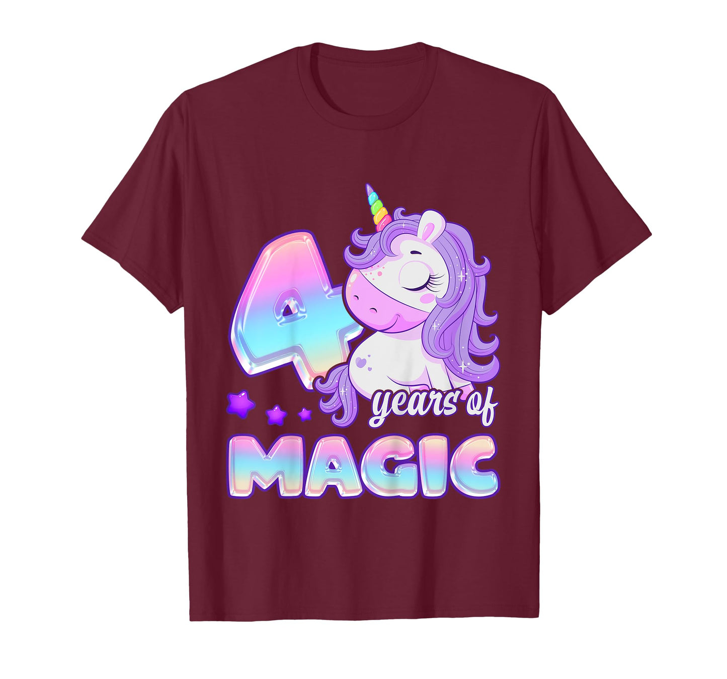 Birthday Girl 4 Year Old, Unicorn 4 Years of Magic Birthday T-Shirt