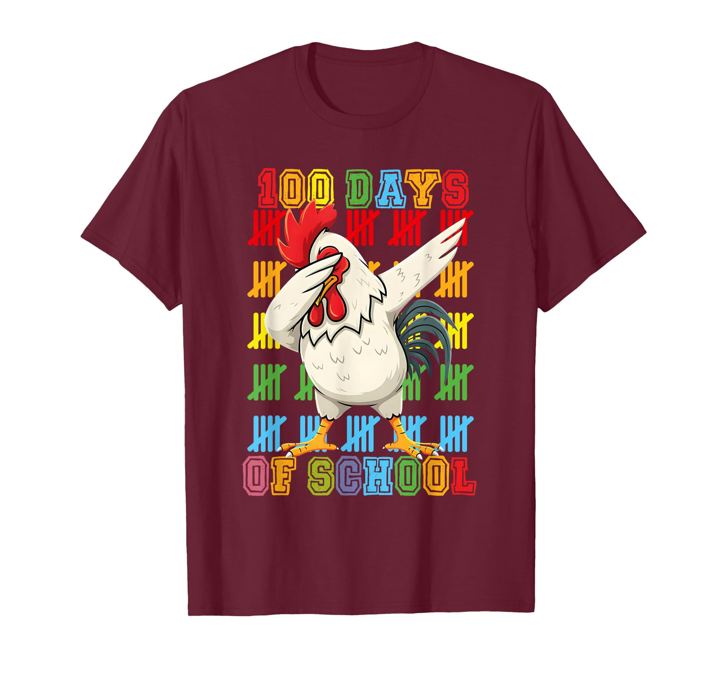 Dabbing 100 Days of school Chicken 100th Day Teacher Student T-Shirt